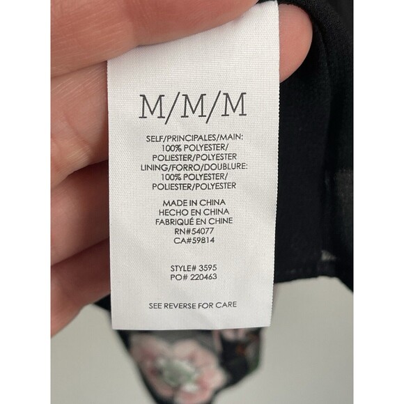 Cabi Black Floral Sheer 3/4 Sleeve Blouse Lined Top Women's Size Medium M Career - Picture 7 of 10